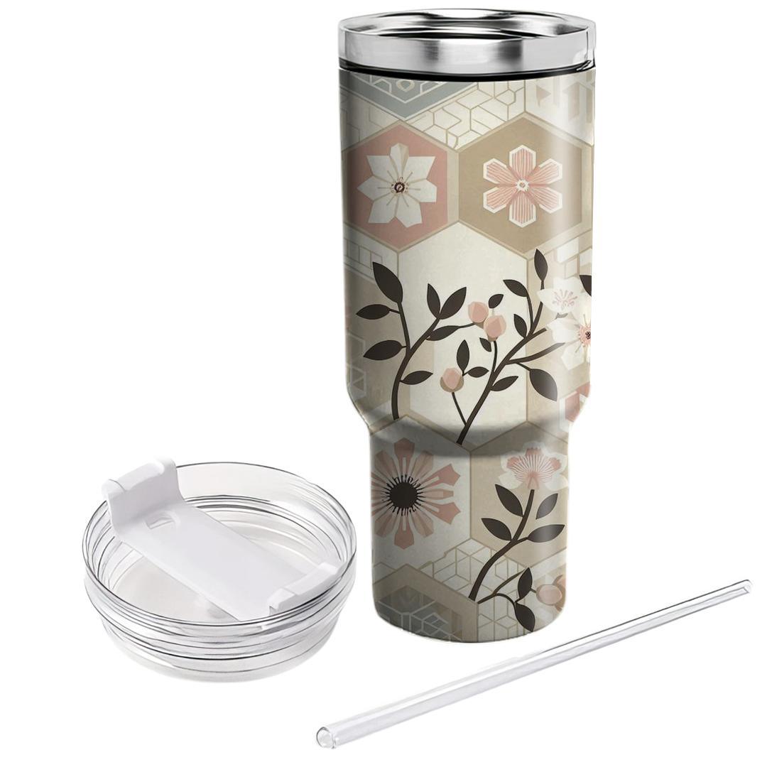 Ethereal Geometric Blossom  Tumblers With Lids