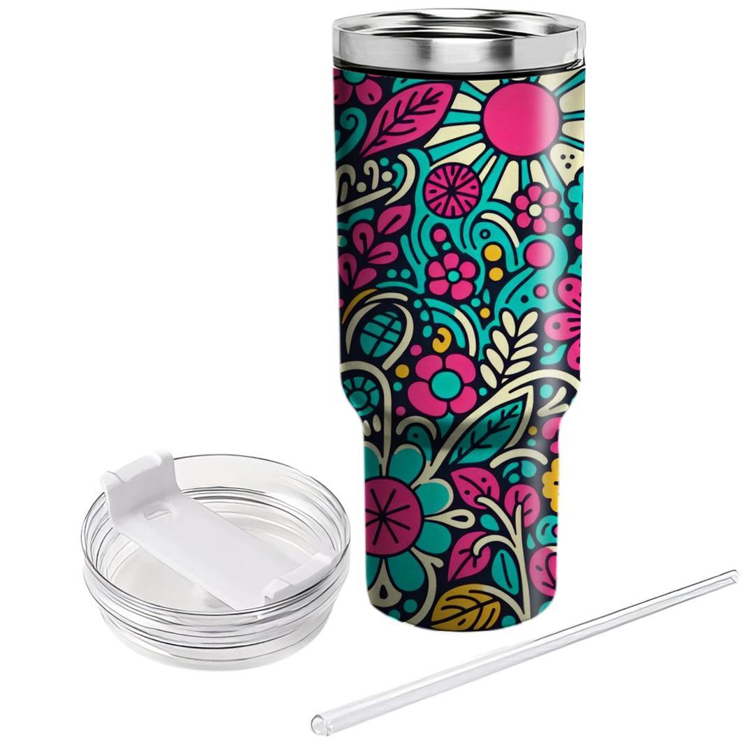 Funky Floral Doodles  Tumbler Cups