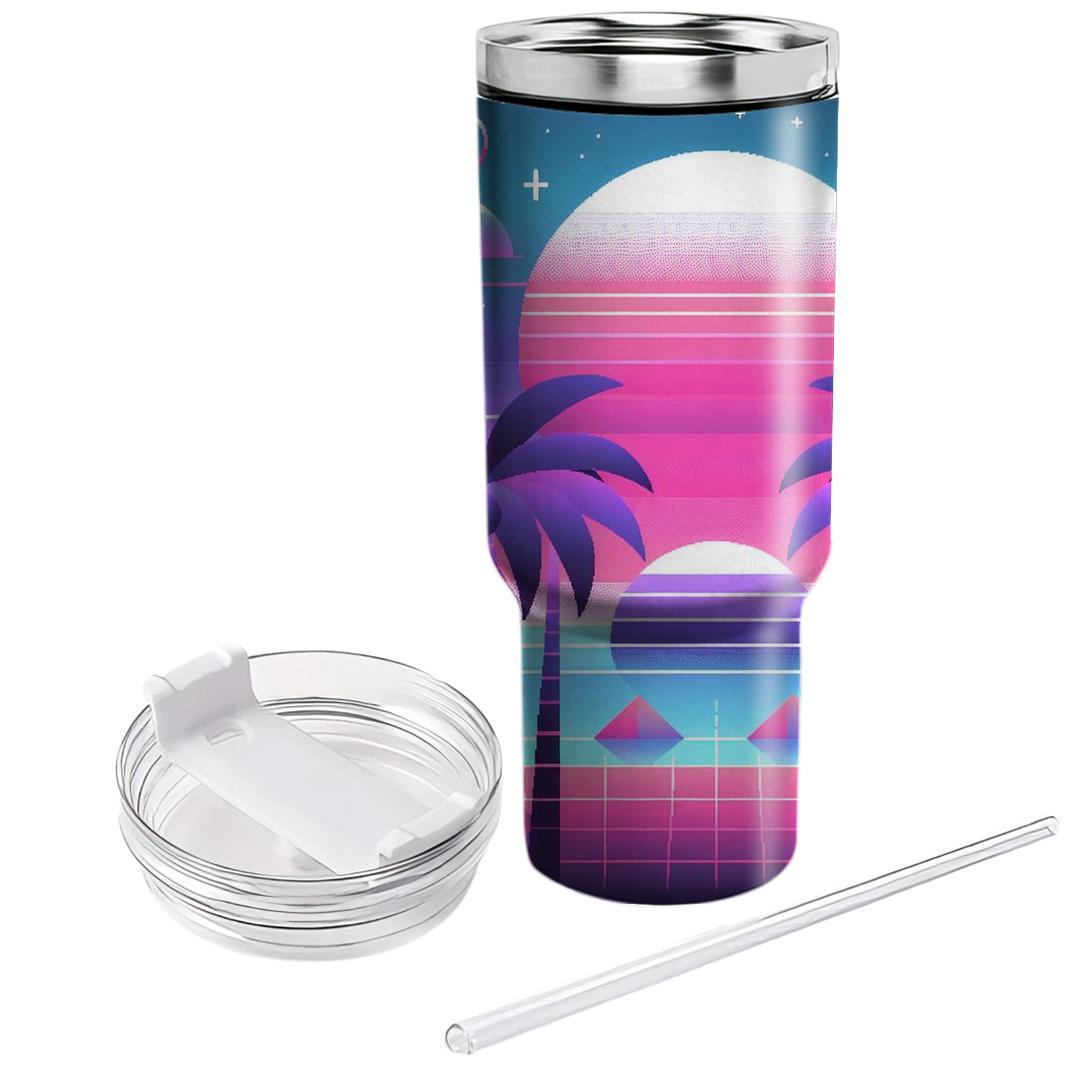 Retro Synthwave Paradise  Personalized Tumblers