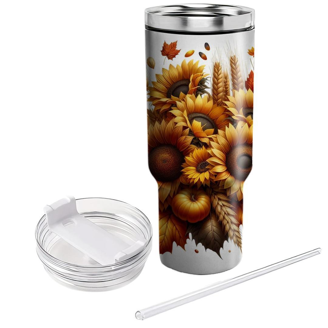 Rustic Sunflower Harvest Personalized Tumblers