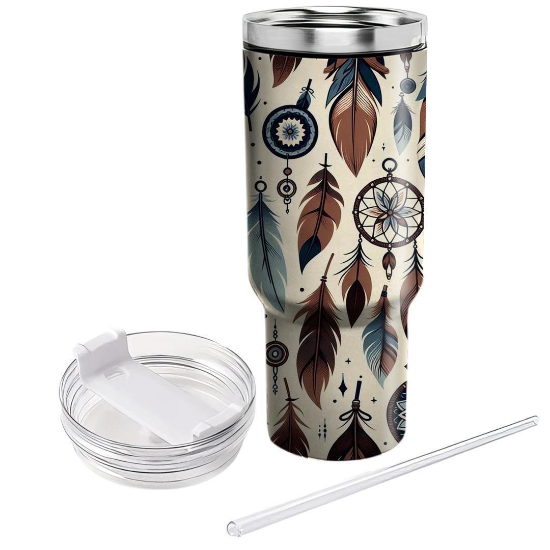 Stylized Feather Dreamcatcher  Insulated Tumblers