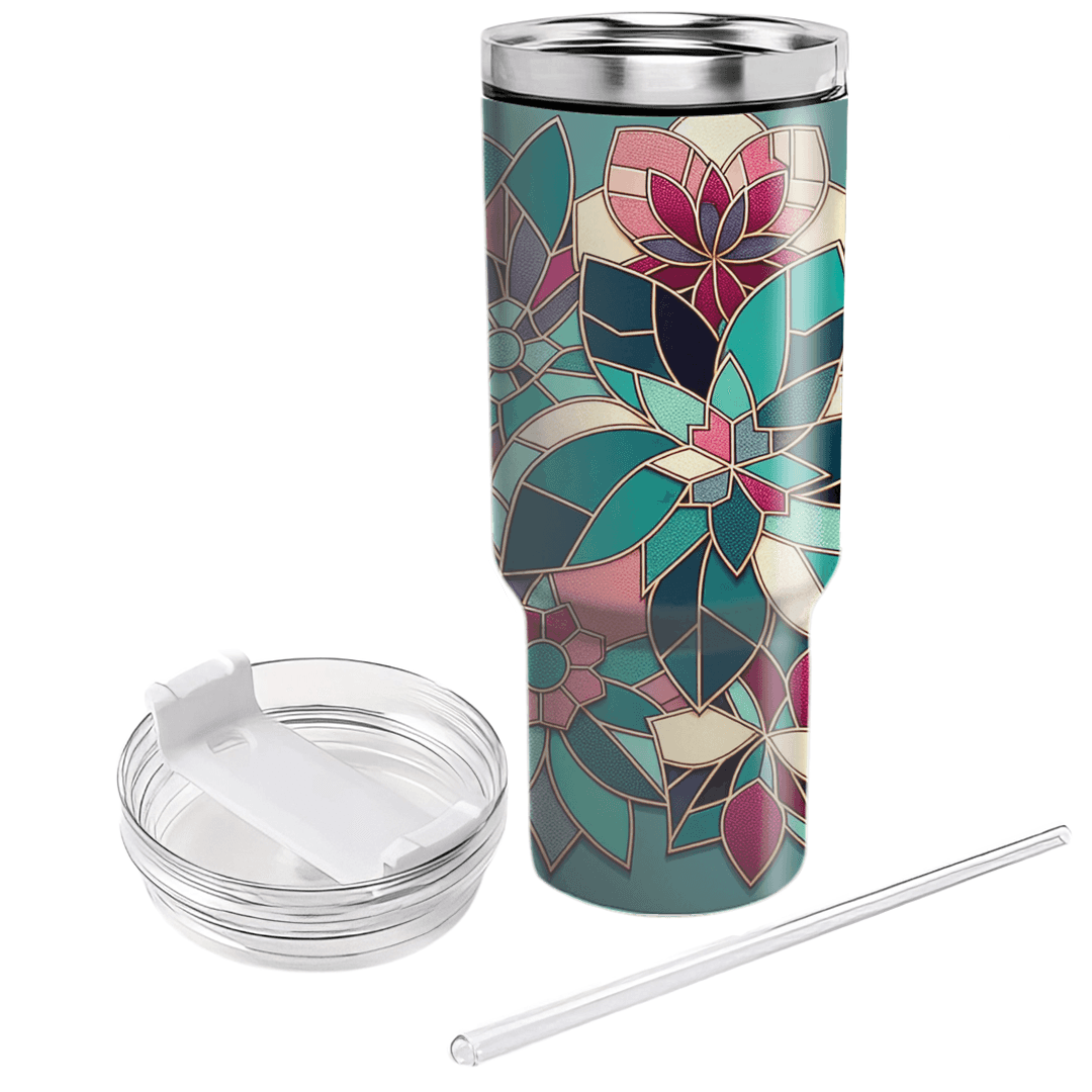 Chic Floral Mosaic  Tumblers With Lids