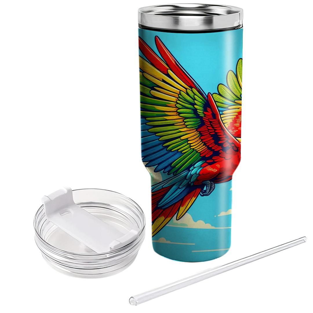 Macaw Parrot In Blue Sky  Personalized Tumblers