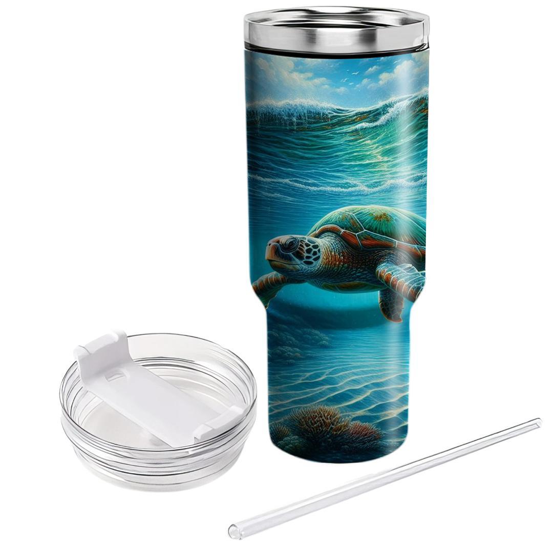 Soothing Sea Turtle Journey  Travel Tumblers