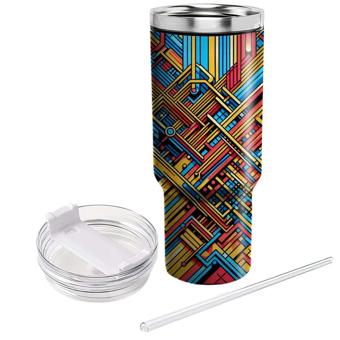 Retro Rainbow Matrix Travel Tumblers
