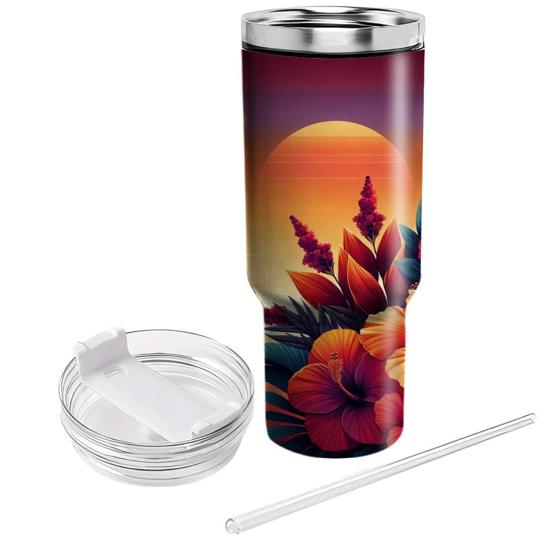 Fiery Floral Sunset  Tumbler Cups