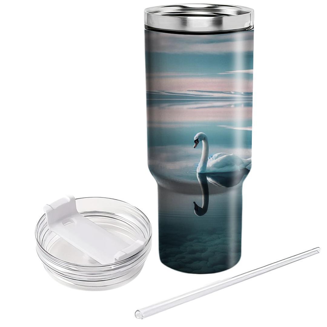 Tranquil Swan Reflection  Travel Tumblers