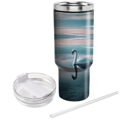 Tranquil Swan Reflection  Travel Tumblers