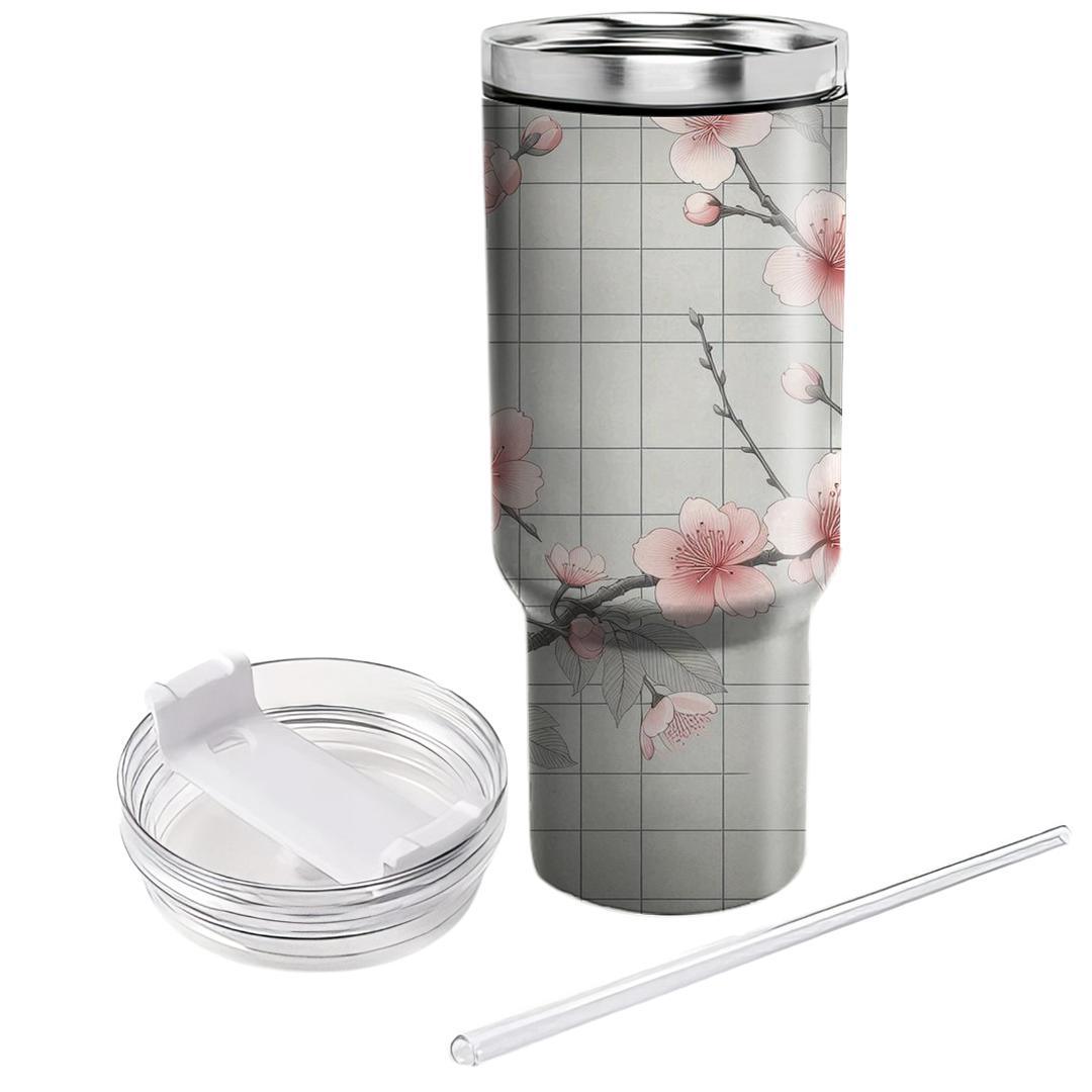 Japanese Cherry Blossom Grid  Tumblers For Gifts