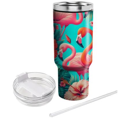 Tropical Flamingo Hibiscus  Insulated Tumblers