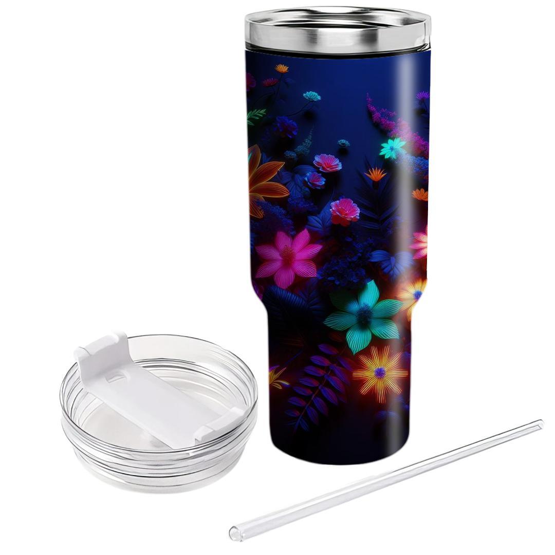 Neon Floral Delight  Personalized Tumblers