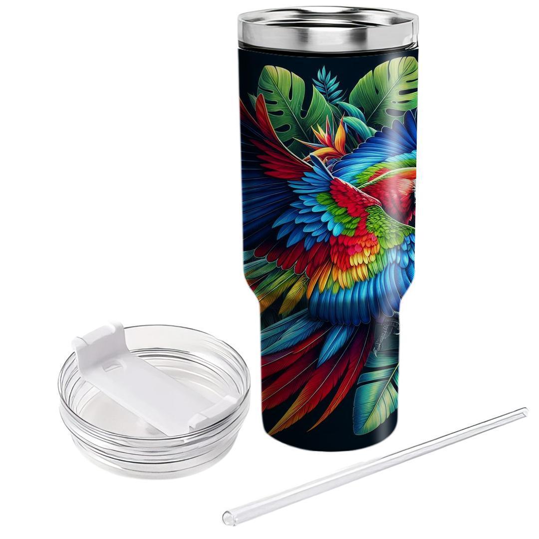 Vibrant Macaw Dance  Travel Tumblers