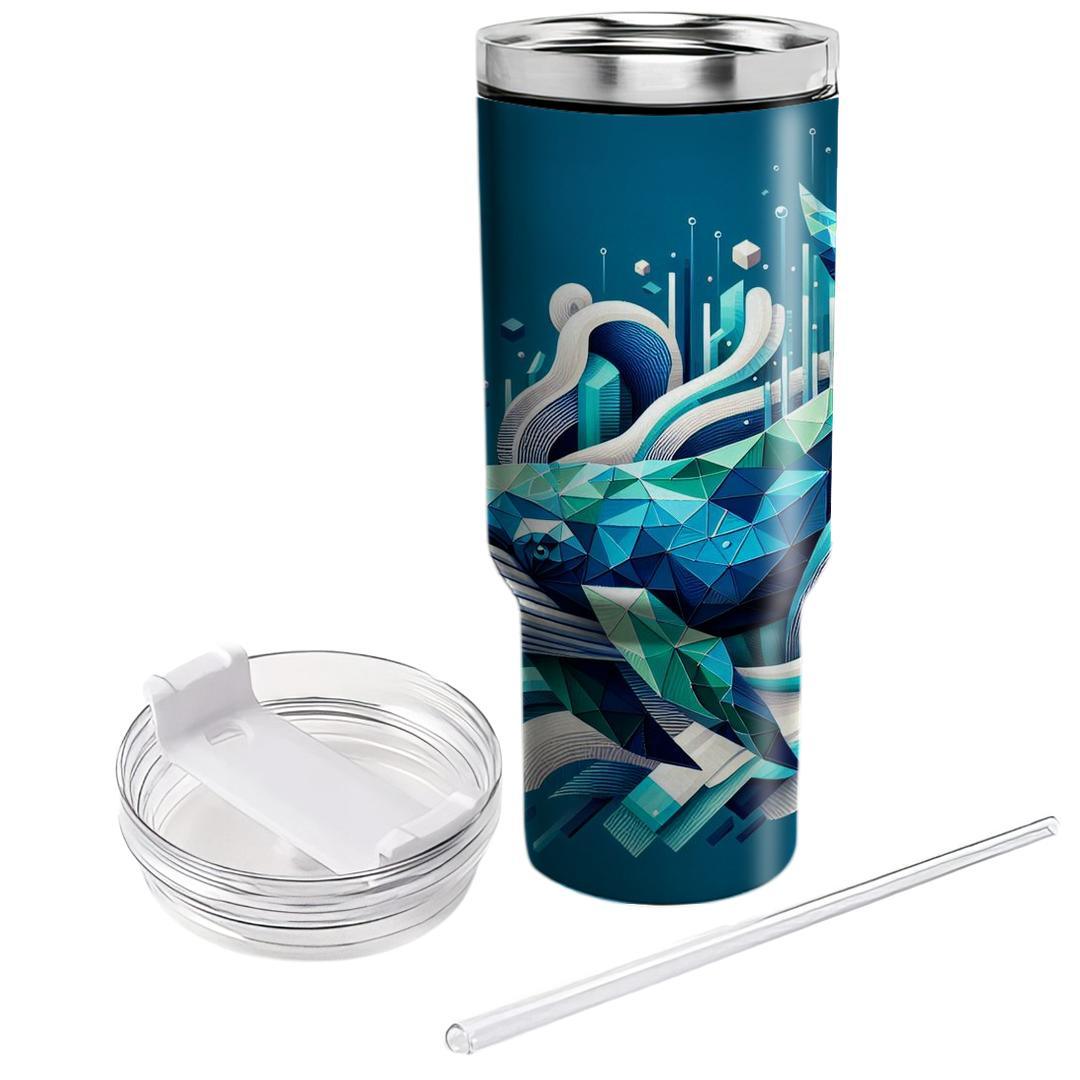 Funky Geometric Whale  Travel Tumblers