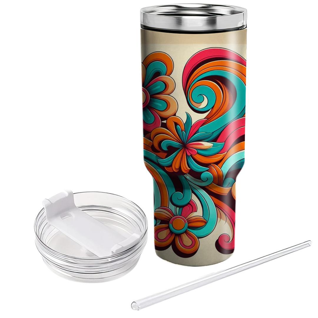 Groovy Floral Whirl  Unique Tumblers