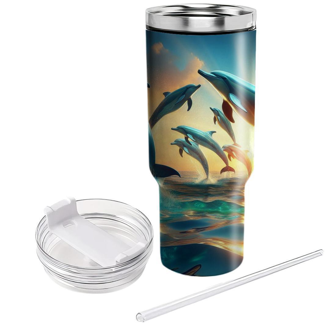 Playful Dolphin Lagoon  Travel Tumblers