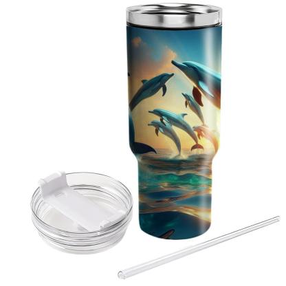 Playful Dolphin Lagoon  Travel Tumblers