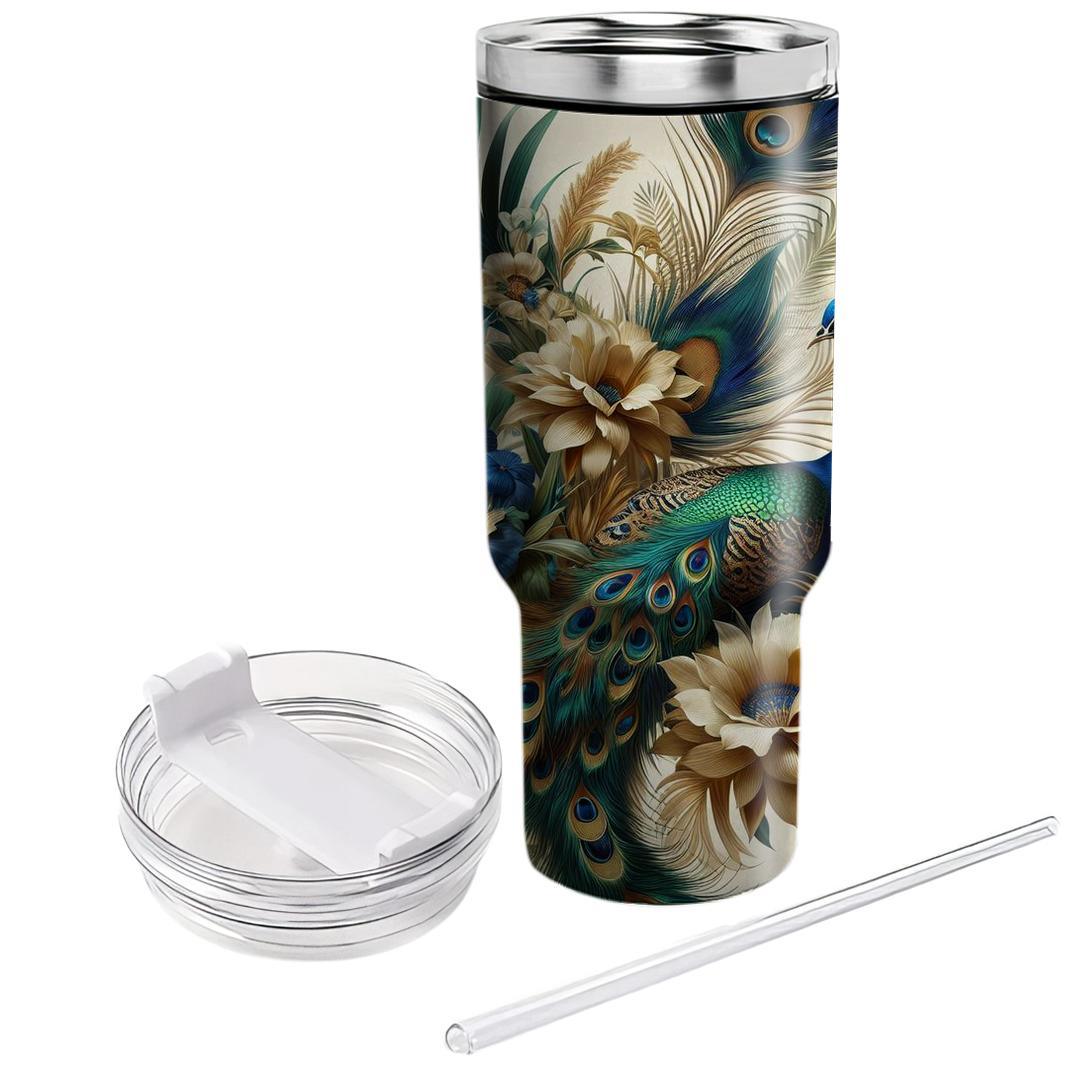 Peacock Feather Floral  Unique Tumblers