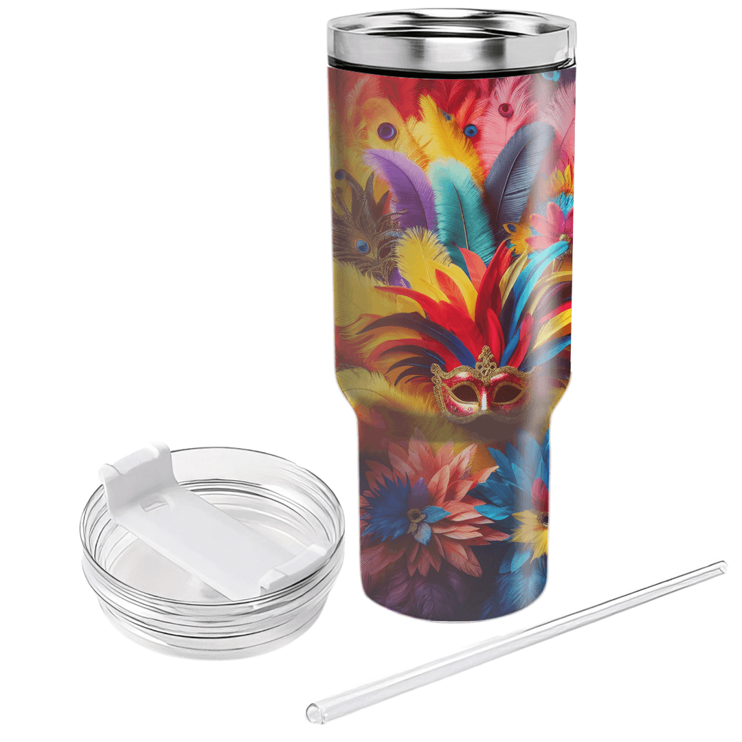 Festive Feathers - A Colorful Carnival  Travel Tumblers