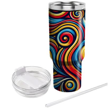 Funky Retro Spirals  Travel Tumblers