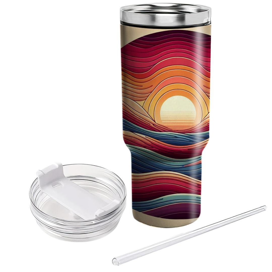 Retro Sunset Waves  Custom Tumblers