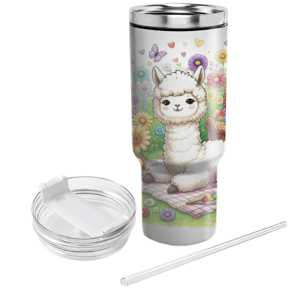 Charming Alpaca Picnic  Tumblers With Lids
