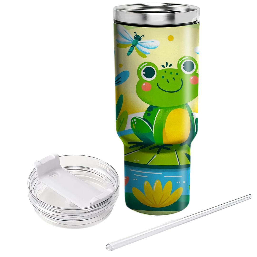 Cheerful Frog Pond  Personalized Tumblers