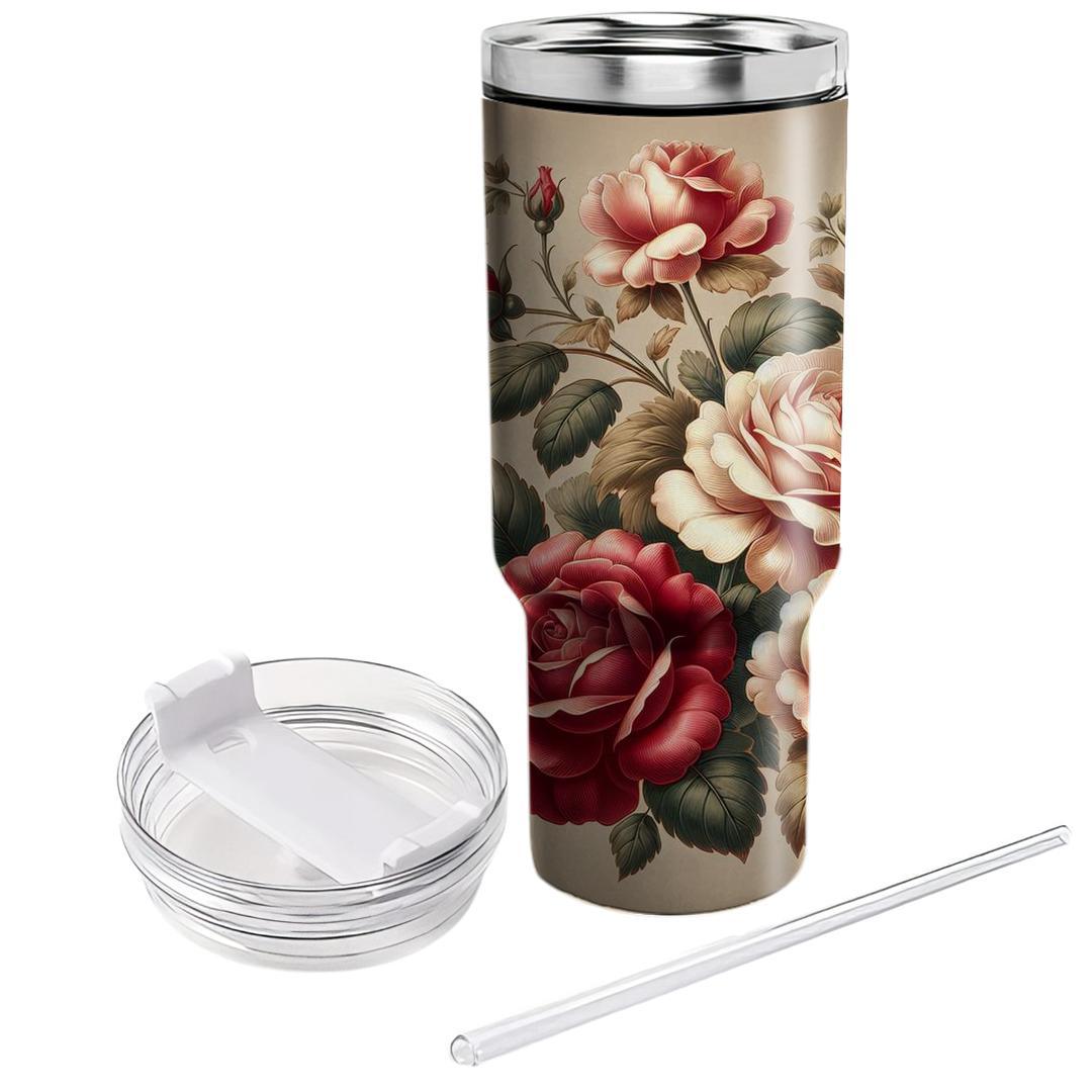 Vintage Rose Floral Charm  Unique Tumblers