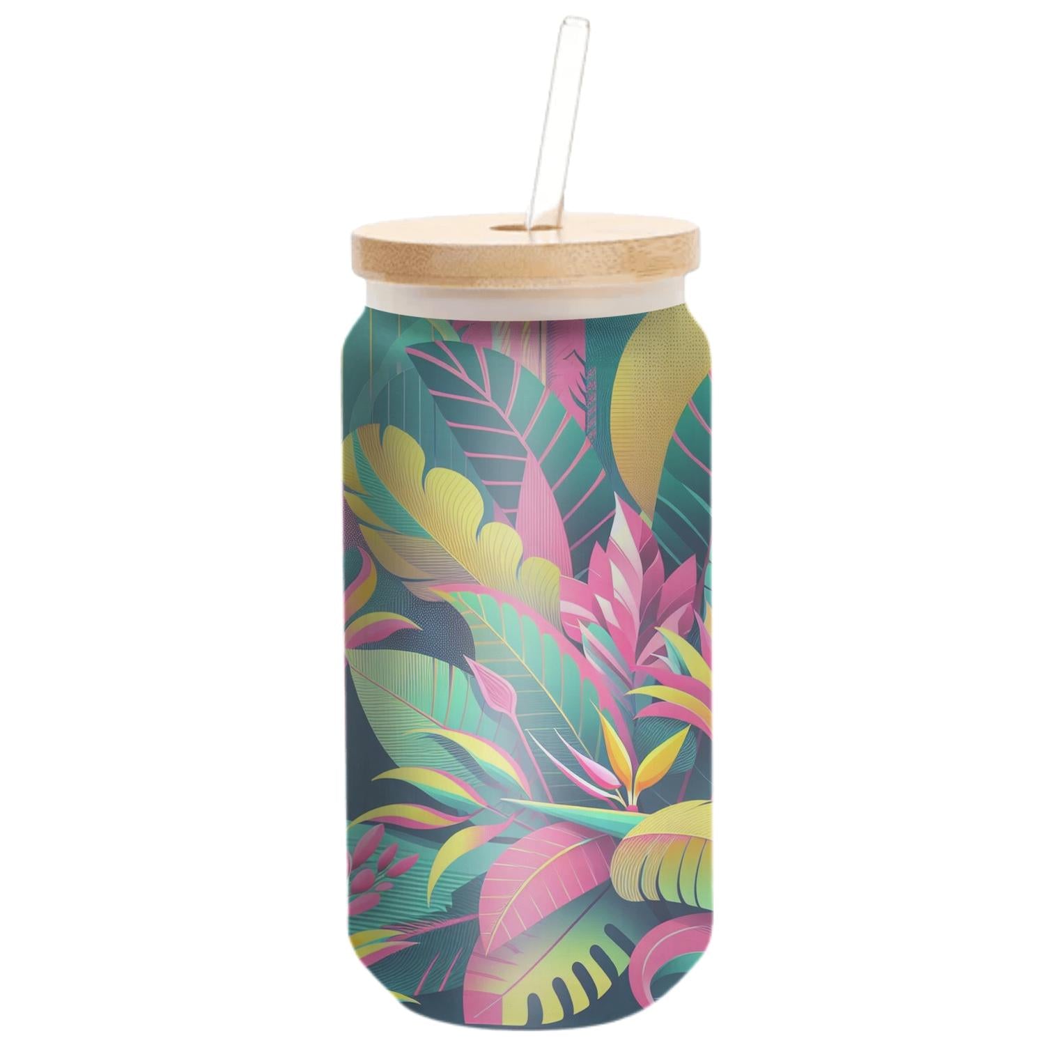 Vibrant Neon Jungle Travel Tumblers