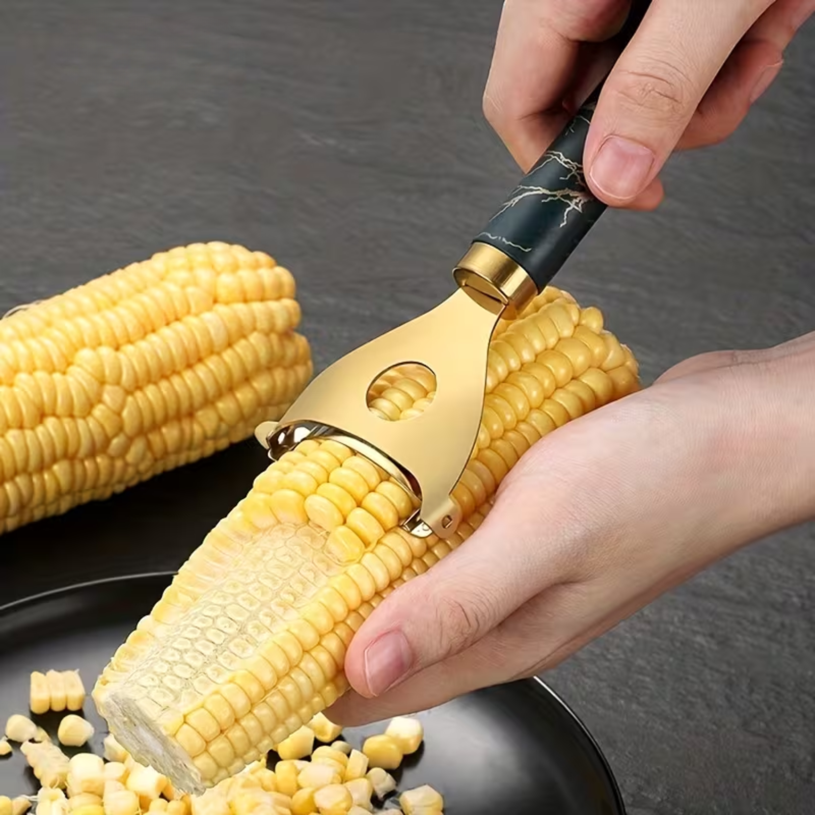 Stainless Steel Corn Cutter With Serrated Blade And Ergonomic Handle