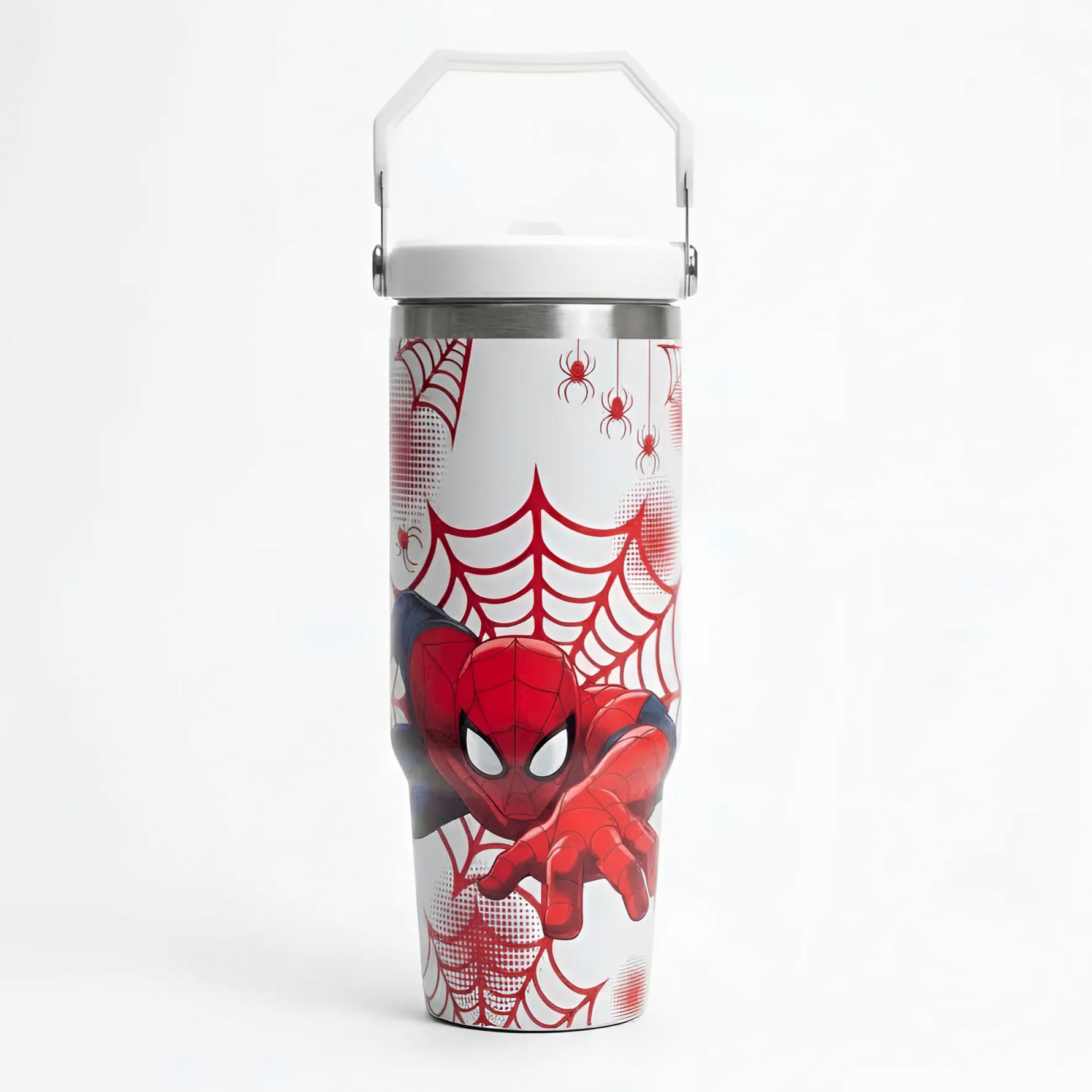 White Spiderman 30oz Tumbler Front View