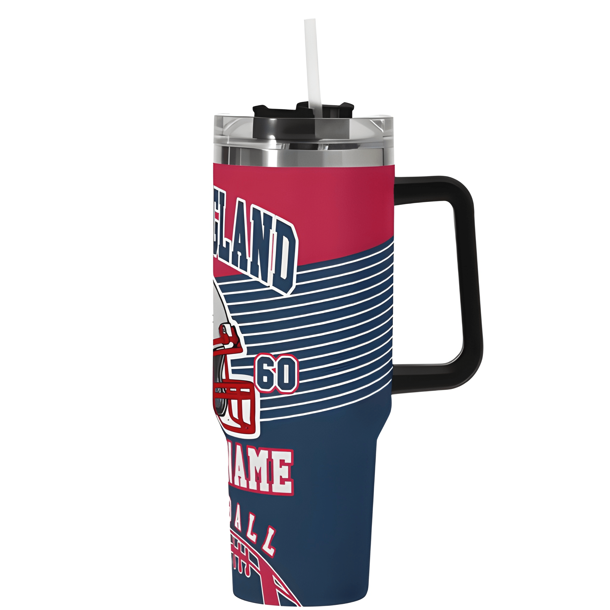 Custom New England Stainless Steel Cup with Name Straw And  Handle