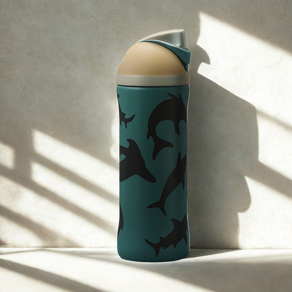 Ocean Shark Print 24oz Flip Spout Water Bottle