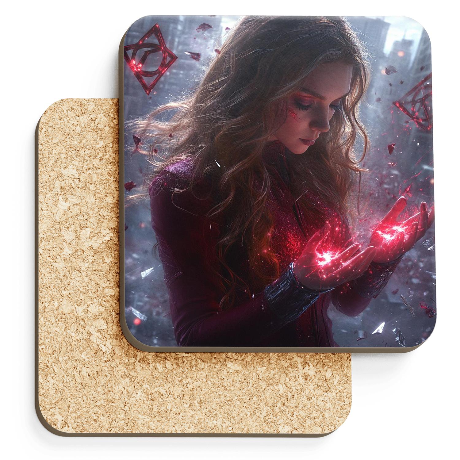 Elizabeth Olsen: Scarlet Sorceress Of Shifting Realities cork coaster sets