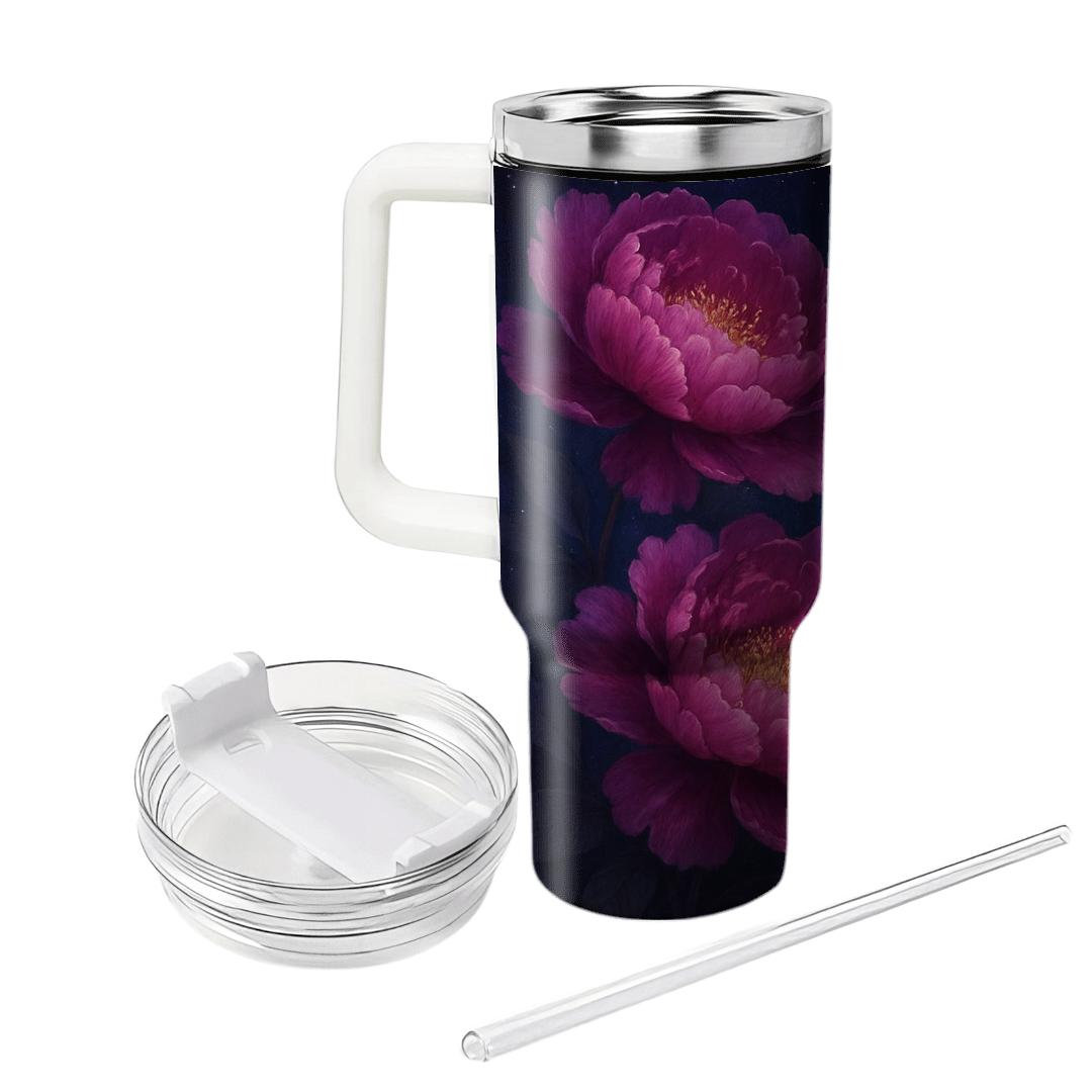 Midnight Nebula Peonies insulated tumblers