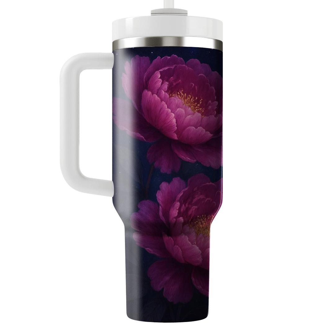 Midnight Nebula Peonies insulated tumblers