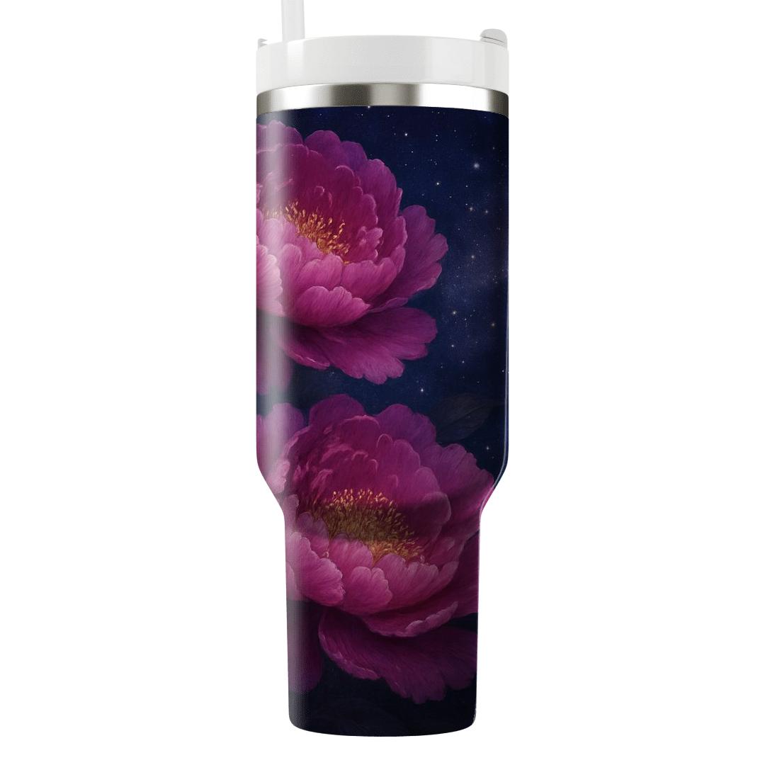 Midnight Nebula Peonies insulated tumblers