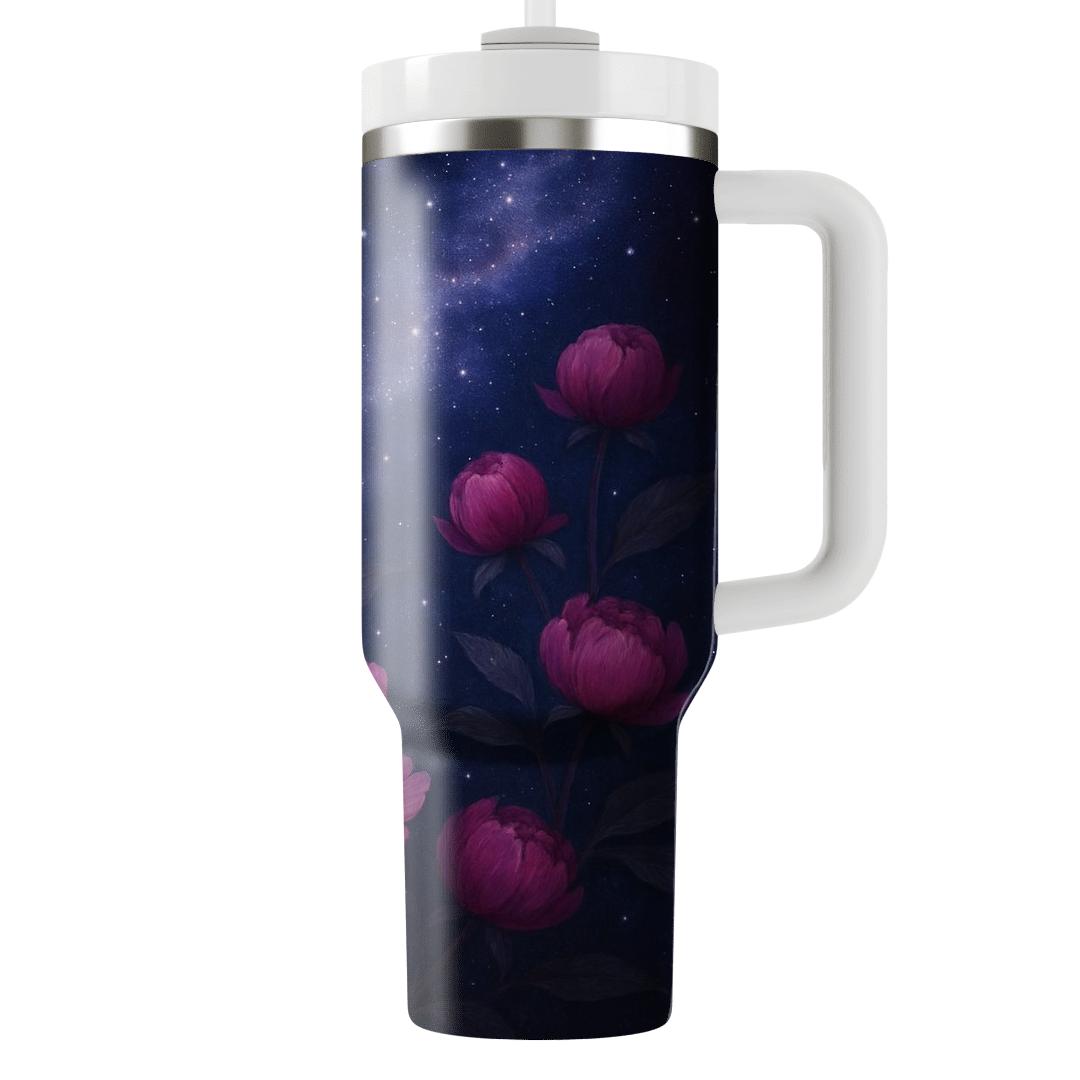 Midnight Nebula Peonies insulated tumblers