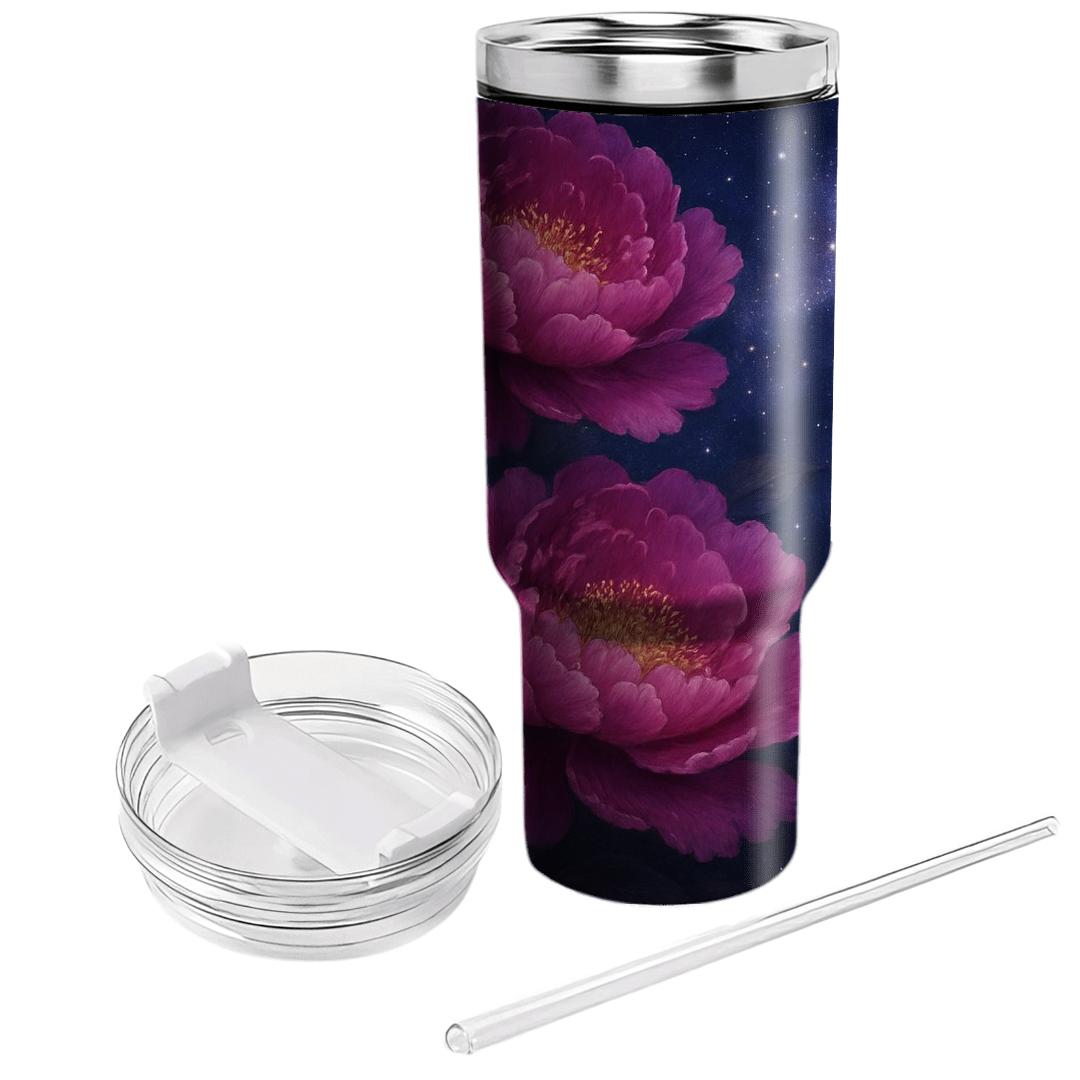 Midnight Nebula Peonies insulated tumblers
