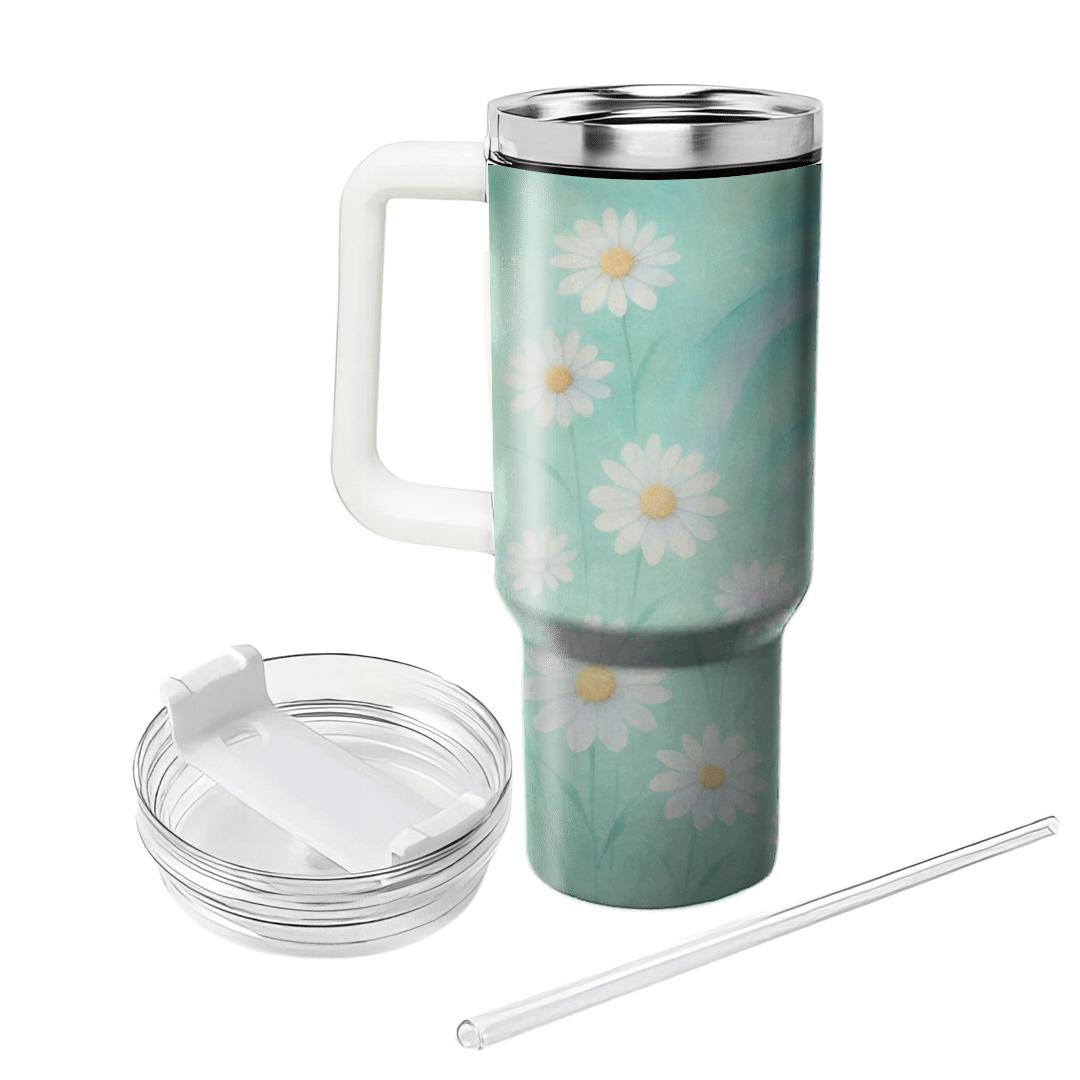 Aurora Meadow Daisies personalized tumblers