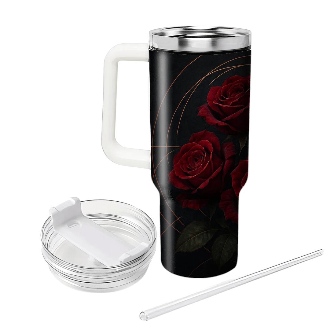 Crimson Orbit Roses tumblers for gifts