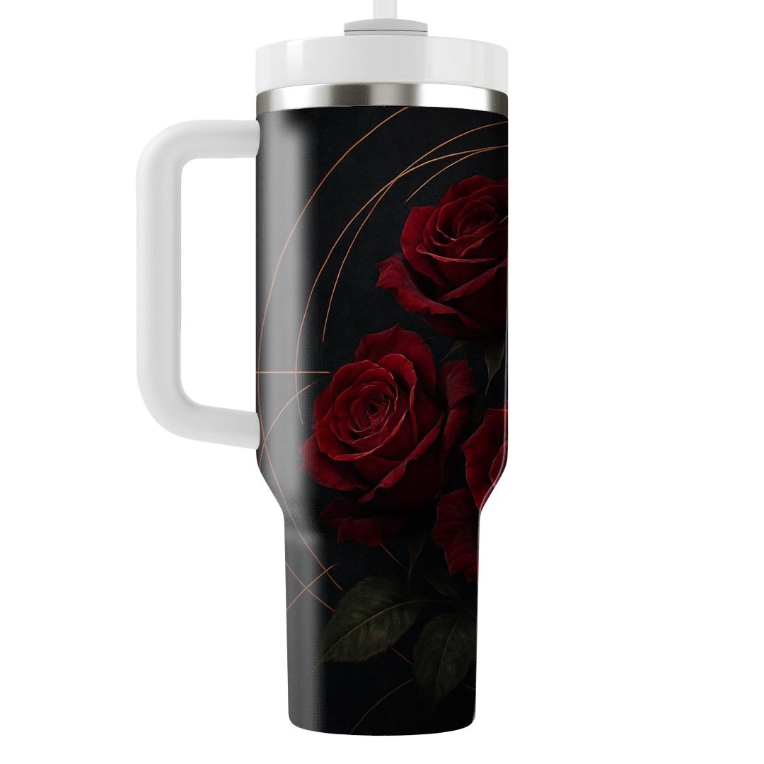 Crimson Orbit Roses tumblers for gifts