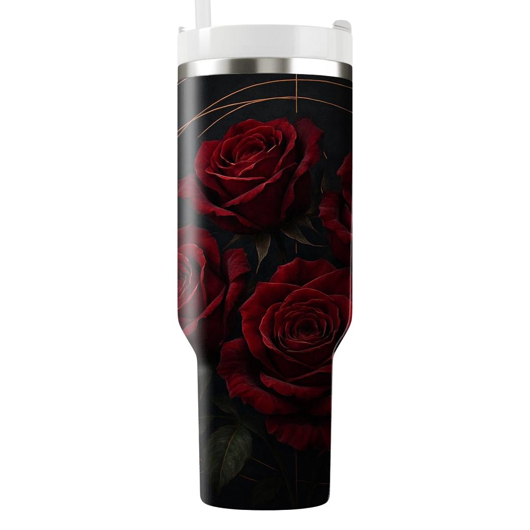 Crimson Orbit Roses tumblers for gifts
