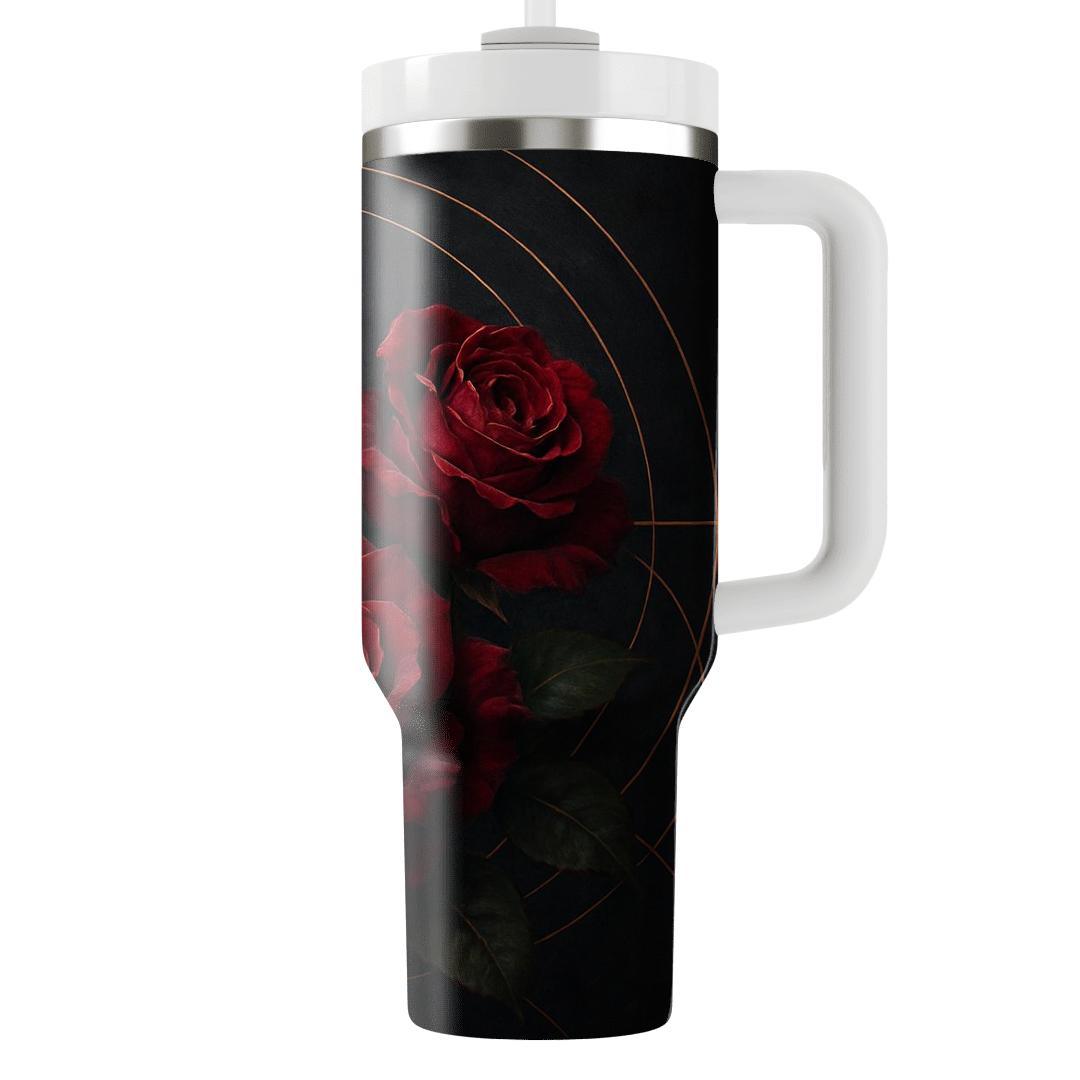 Crimson Orbit Roses tumblers for gifts