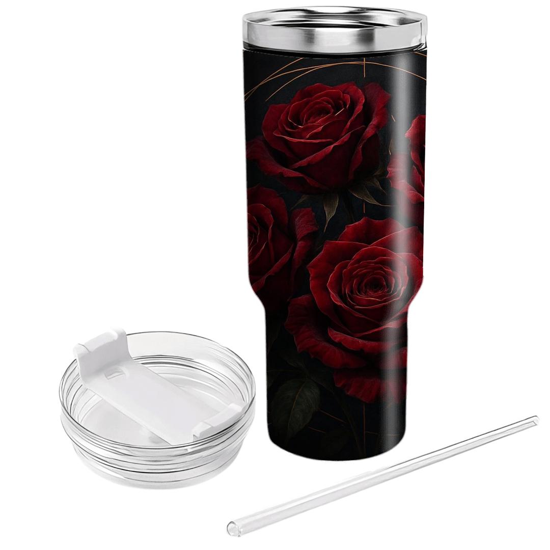Crimson Orbit Roses tumblers for gifts