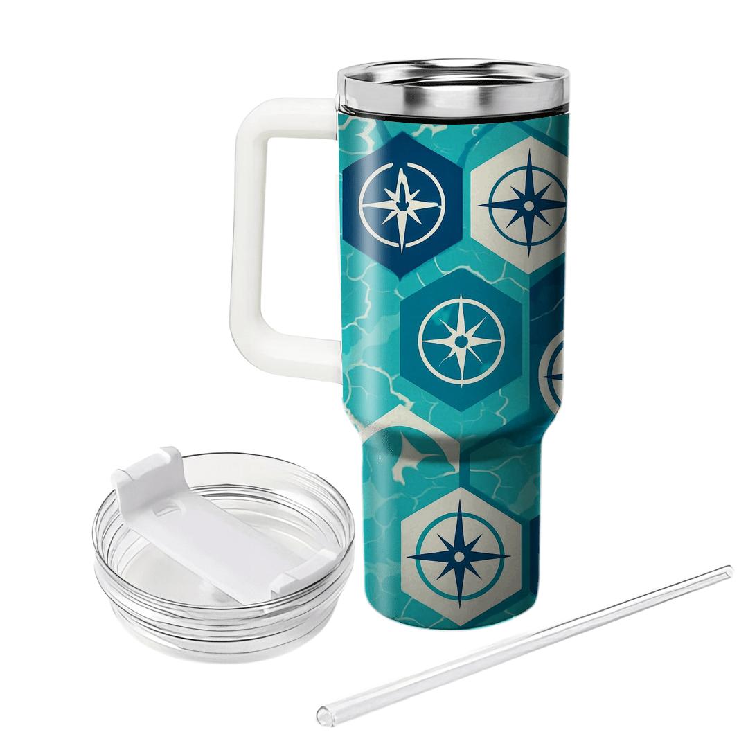 Azure Compass Tessellation travel tumblers