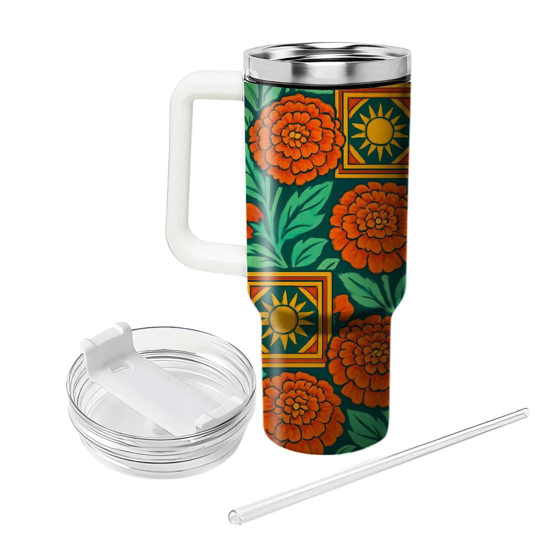 Citrus Marigold Mosaic custom tumblers