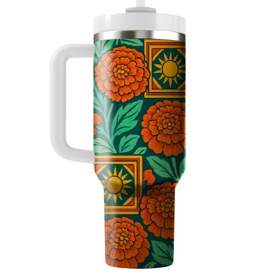Citrus Marigold Mosaic custom tumblers
