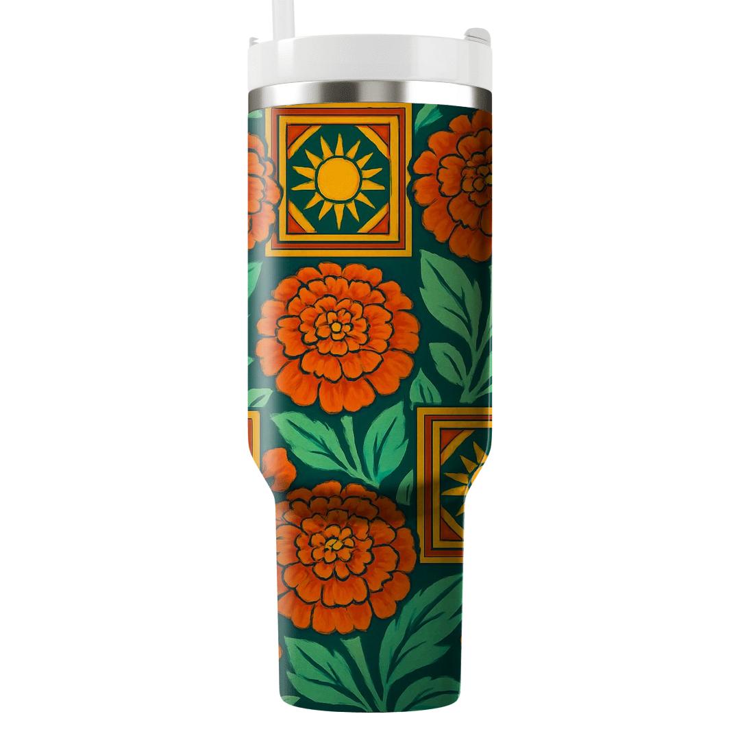 Citrus Marigold Mosaic custom tumblers