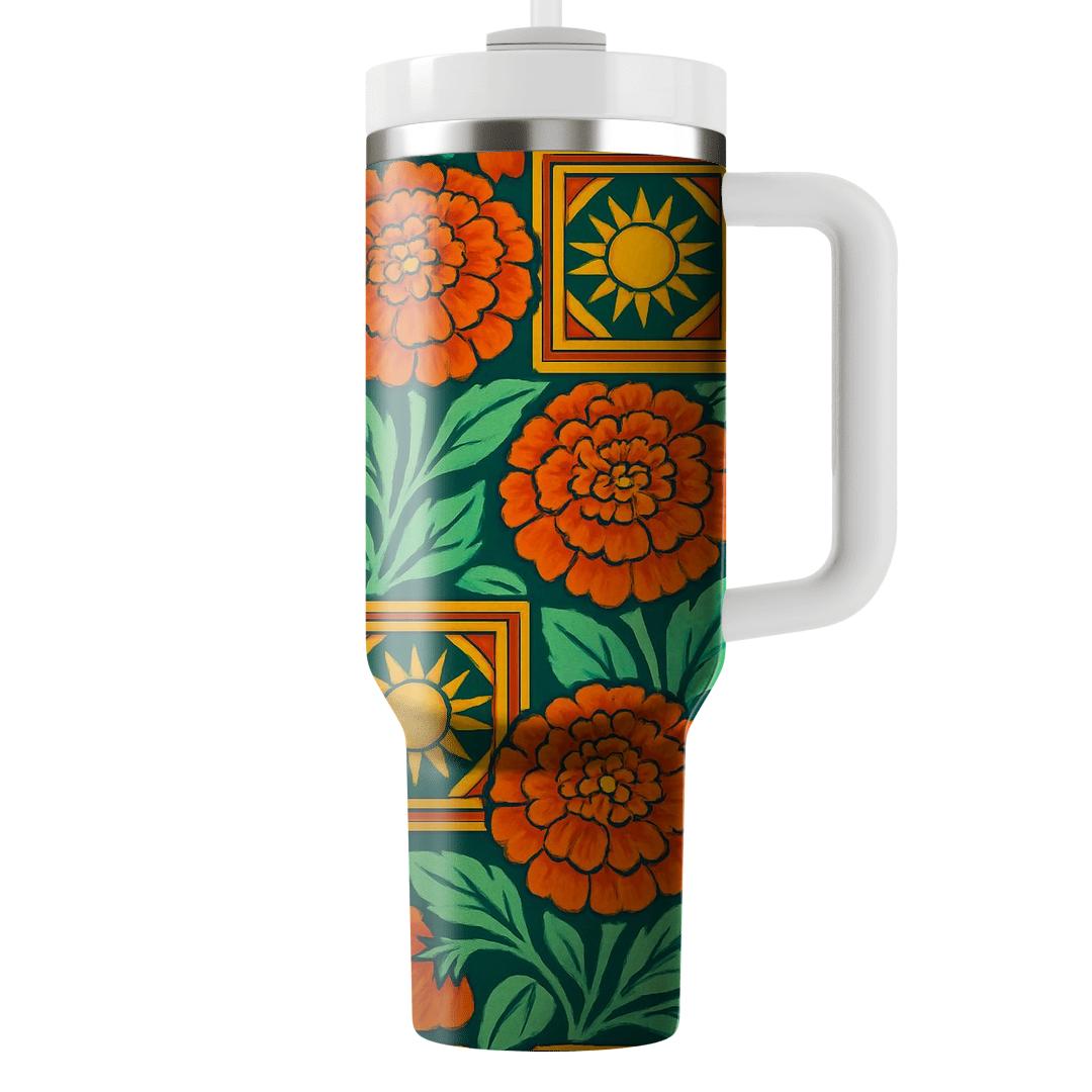 Citrus Marigold Mosaic custom tumblers