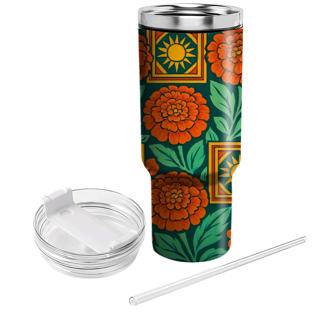 Citrus Marigold Mosaic custom tumblers